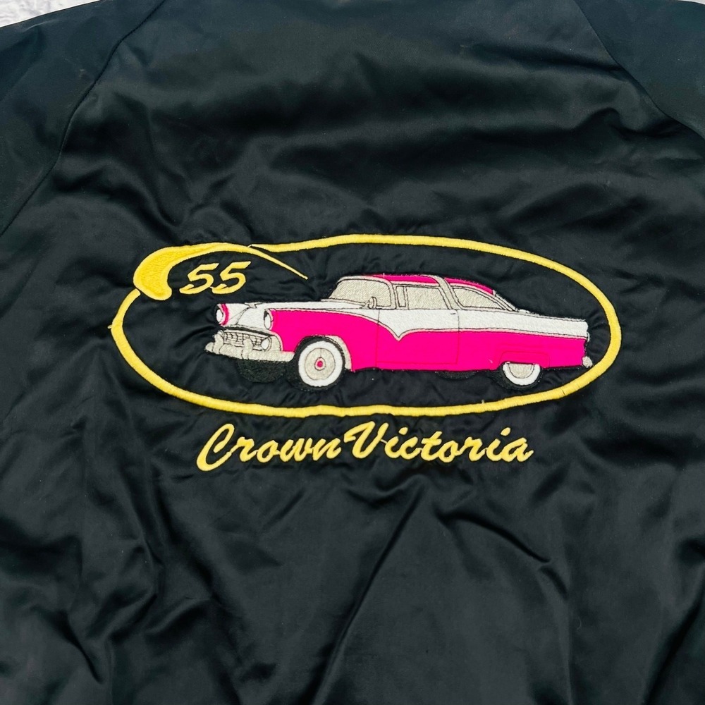 Auburn Sportswear Mens Black 55 Crown Victoria Bomber Jacket Large Windbreaker - Picture 3 of 7